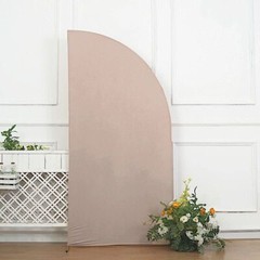 7 ft x 3 ft NUDE Matte Fitted Spandex Half Moon Arch Stand Cover Wedding