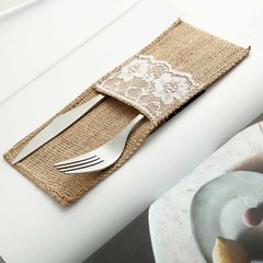 4″x8″ Natural Burlap and Lace Napkin Holders for Wedding Party Favors Tableware