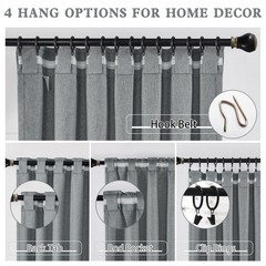 DUALIFE 132 Inch Curtains Extra Long Back Tab and Rod Pocket Thermal Insulate…