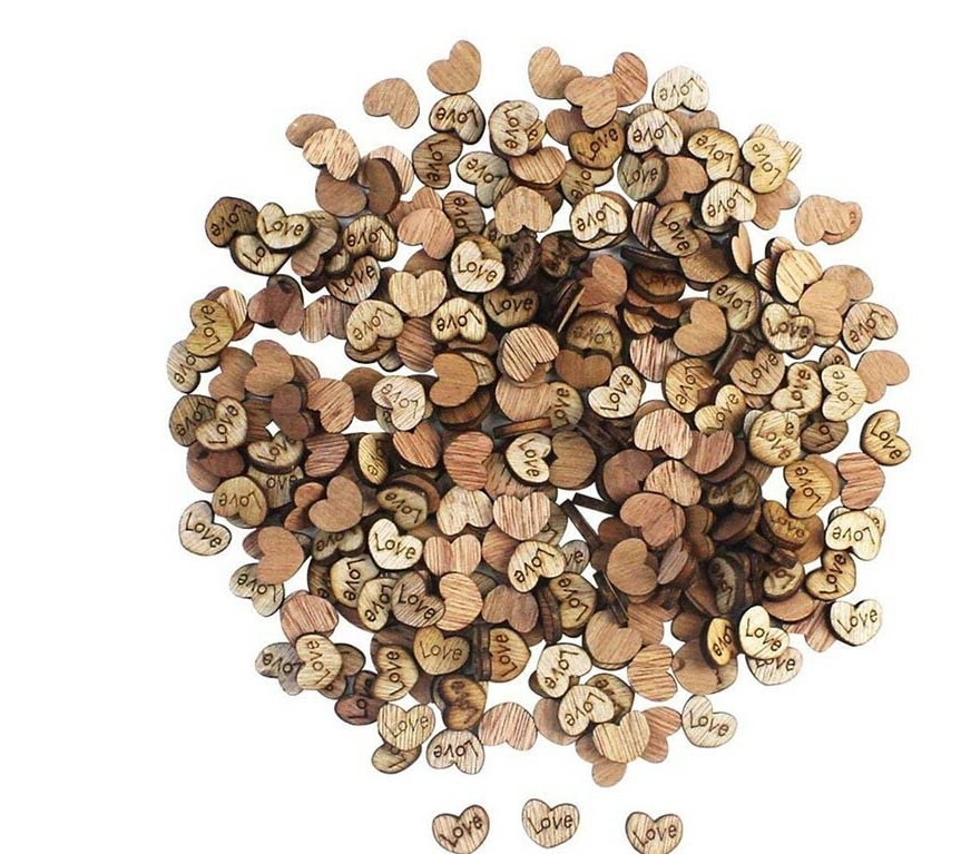 100 pcs Rustic Wooden Love Heart Wedding Table Scatter Decoration Crafts Party