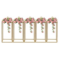 5pcs Gold Wedding Flower Stand Column for Table, Home Party Wedding Stage Decor