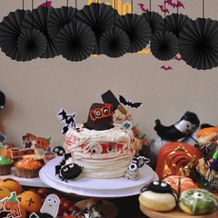 HQZ Black Party Hanging Fans DIY Set – 12pcs Set Pinwheels Fan DIY Paper Craf…