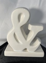 White Ceramic 6” And & Ampersand Freestanding Sign Novelty Wedding Prop