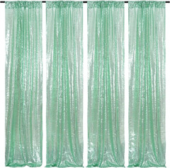 Sequin Backdrop, 2 Pcs Silver 2Ftx8Ft Curtains for Party, Wedding, Event, Photog