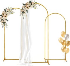 Gold Metal Wedding Arch Backdrop Stand Set 3 Balloon Frame 6FT 6.6FT 7.2FT