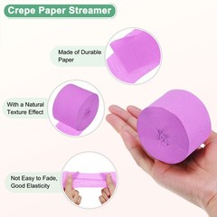6-Rolls 492ft Crepe Paper Streamer for DIY [Light Purple-1.8 Inch x 82 Ft/Roll]