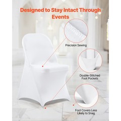 Uimoso 150PCS White Spandex Chair Covers for Weddings, Parties,and Dining Events