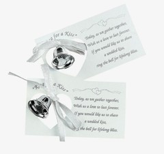 Silvertone Wedding Bells With Poetry Place Cards, Party Supplies, 50 Count, 3.5”
