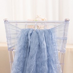 5 DUSTY BLUE Sheer Crinkled Organza CHAIR SASHES Party Events Home Decorations