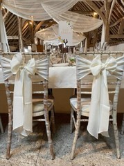CHAIR COVER BOW SASHES TABLE RUNNERS WEDDING EVENT DÉCOR LINEN BURLAP FABRIC