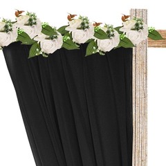 Wedding Arch Drape Fabric, 9.8ft x 4.9ft Black Chiffon Fabric Panels Pack of 2
