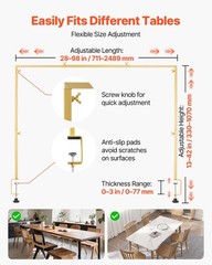 VEVOR Over the Table Rod Stand with Clamps Adjustable Table Arch Stand for Party