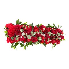 Elegant Red Floral Arrangement Row Wedding Backdrop Staircase Fence Decoration