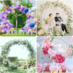 9.2FT Gold round Backdrop Stand Metal Circle Wedding Arch round Balloon Arch Sta