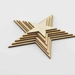 Wooden Star Shaped DIY Christmas Tree Decor Ornaments Beige 20 x 20mm 100pcs