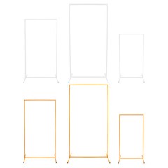 3 Packs Wedding Flower Arch Backdrop Stand Square Balloon Photo Stand Gold/White