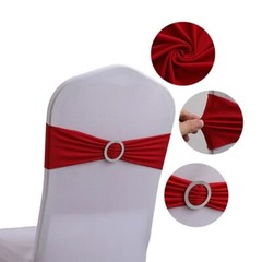 25/50/100 – Spandex Stretch Chair Sash Elastic Bow with Buckle