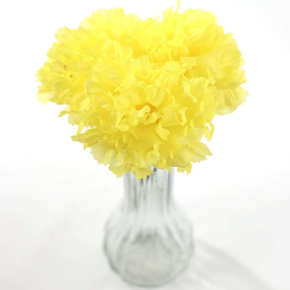 Larksilk Yellow Carnations, Fake Flowers, 100 Pack for Events, Weddings, DIY