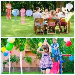 12 Inch Paper Lanterns, 12Pcs Hanging Decorative Lantern Blue White