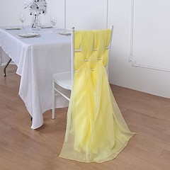 10 Yellow Premium Chiffon Wide CHAIR SASHES Wedding Party Reception Decorations