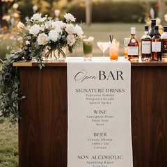 Engagement Party Open Bar Decor Custom Wedding Menu Fabric