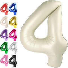 40 Inch Cream White Large Number 4 Birthday Balloon, Giant Number Four 14 24 34
