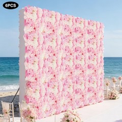 6 Pieces Reusable Design Silk And Pe Artificial Flower Wall Panel 16.54*16.54in