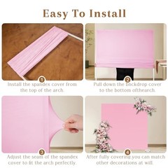 Square Arch Backdrop Covers 6.6FT x 4FT Spandex Fitted Stretchy 6.6*4FT Pink