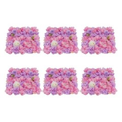6 Pcs Artificial Floral Panels, Flower Wall Panels For Weddings, Birthdays