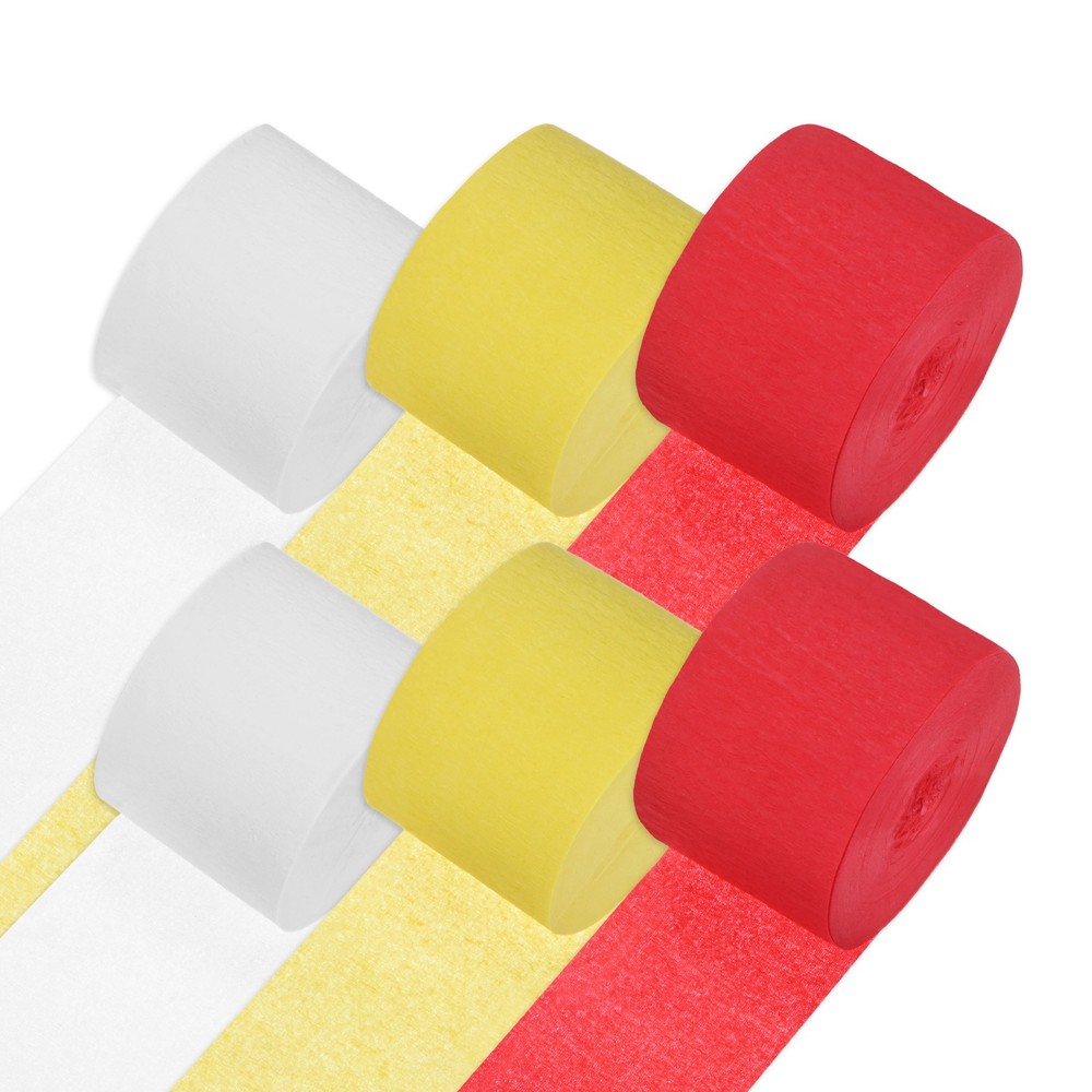 6-Rolls 492ft Crepe Paper Streamer for DIY/Art [3 Colors-1.8 Inch x 82 Ft/Roll]