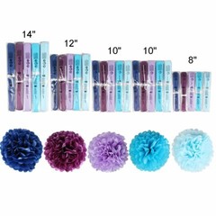 Blue Paper Flowers Tissue Pom Poms Ball Party Home Outdoor Wedding Decor 25 Pcs