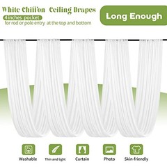 6 Panels White Ceiling Drapes for Wedding Party Decor 5ft x 20ft Wedding Arch