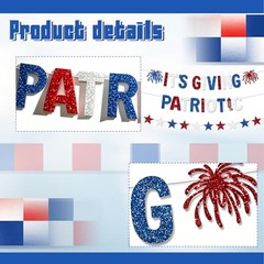 It’s Giving Patriotic Banner, Glitter 4th of July Banner Red White and Blue