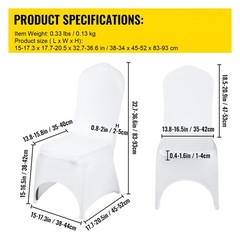 VEVOR 50 PCs White Spandex Chair Covers Wedding Banquet Party Ceremony Hotel Use