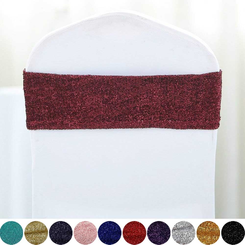 80 pcs Glittered Spandex Chair Sashes for Wedding Party Decorations Supplies