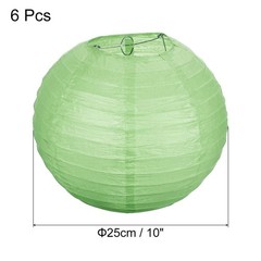 6pcs 10 Inch Folding Hanging Paper Lanterns Medium Lampshade Grass Green