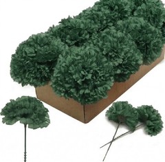 Larksilk Emerald Carnations, Fake Flowers, 100 Pack for Events, Weddings, DIY
