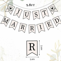 Just Married Banner Car Decoration 2Pcs Black Wedding Bunting Garland Signs