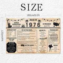 Back in 1976 Backdrop Large Wall Banner, Retro Style Happy 49Th Birthday Wedd…