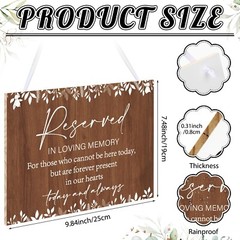 Rustic Wedding Memorial Sign with Ribbon Reserved Signs Wood in Loving Memory…