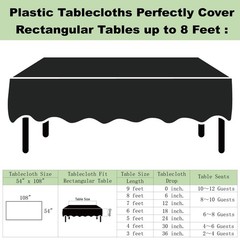 Plastic Black Tablecloths 3 Pack Disposable Table Covers 54 x 108 inch. Pitch…