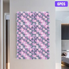 6pcs Artificial Flower Walls 3D Silk Rose Wall Backdrop Decor for Wedding Party