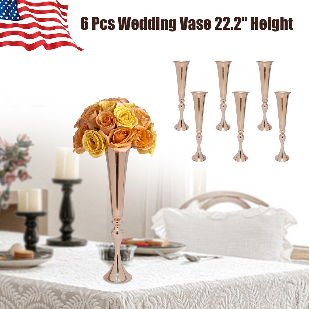 6 Pcs Wedding Centerpieces Vase European Vase Versatile Metal Props 22.2″ Height