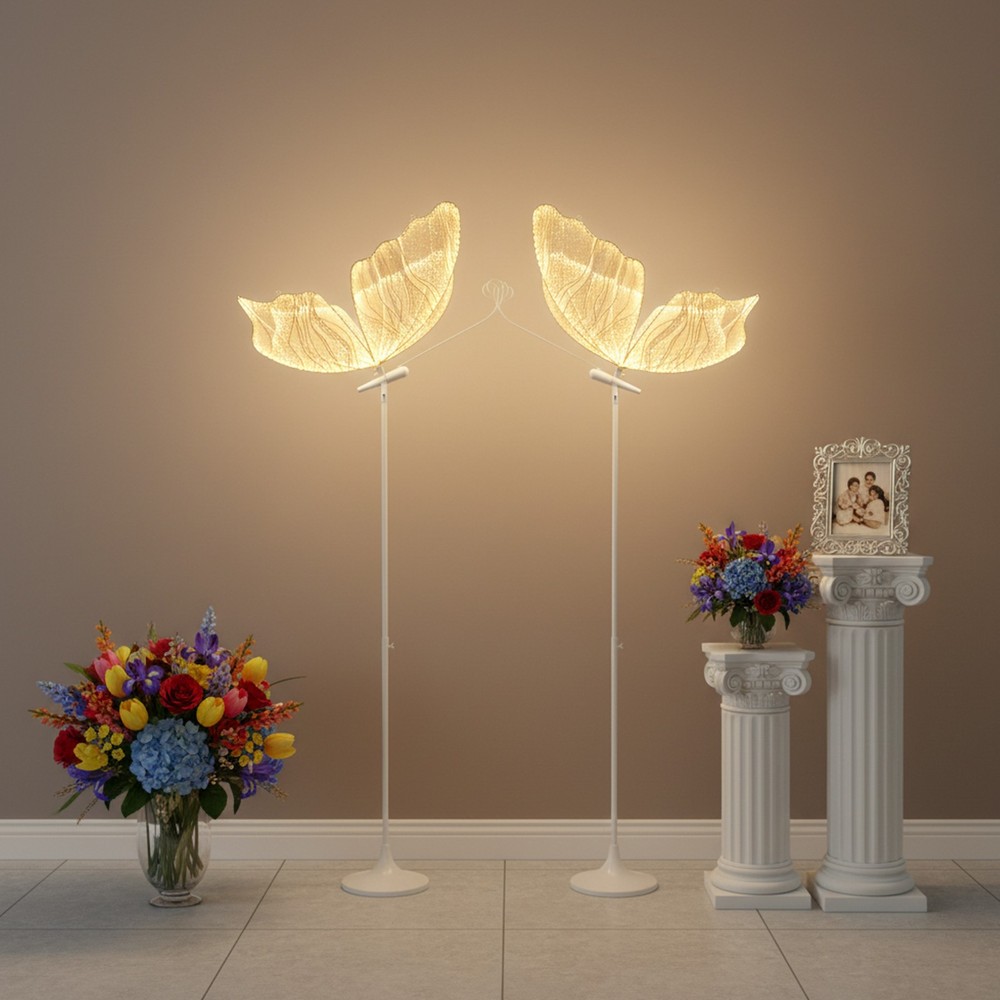2 Pcs Romantic Butterfly Floor Lamp 110v Led Decorative Light Aisle Decoration