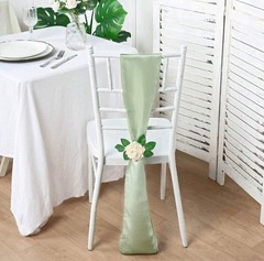 100 Pieces Sage Green Satin Chair Sashes for Wedding Reception Party Hotel Home