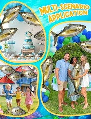 8PCS Tuna Fish Balloons Realistic Tuna Balloons Fishing Birthday Party Decora…