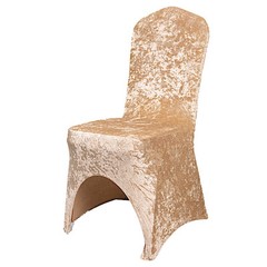 BEIGE Fitted Spandex Crushed Velvet Stretchable Banquet CHAIR COVER Party Events