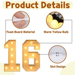 imprsv 3FT Marquee Light Up Numbers, Marquee Numbers 16th Birthday Decoration…