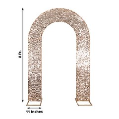 8ft BLUSH Fitted Big Payette Sequin Open Arch Double Sided STAND COVER Party