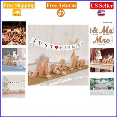 Rose Gold Wooden Mr & Mrs Signs & Just Married Banner Wedding Decorations